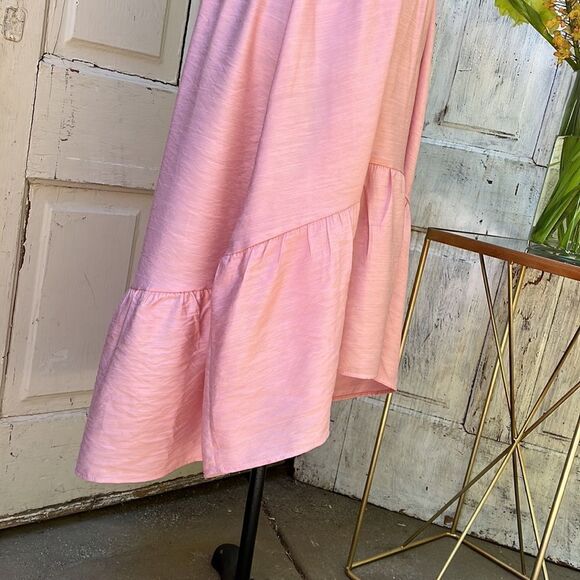 DUSKY PINK HI-LOW SLEEVELESS RUFFLE SUMMER DRESS BNWT Size S M L - Picture 8 of 8